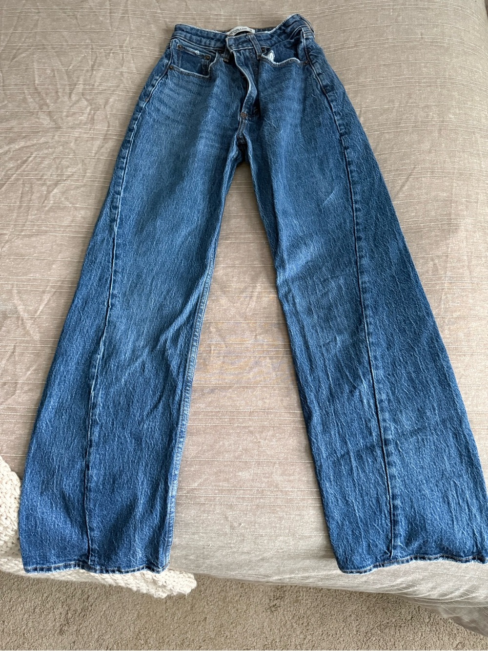 Abercrombie & Fitch Women's Dark Blue Wide-Leg Jeans